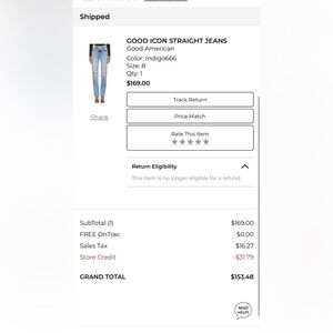 Good American Indigo Straight Leg Jeans